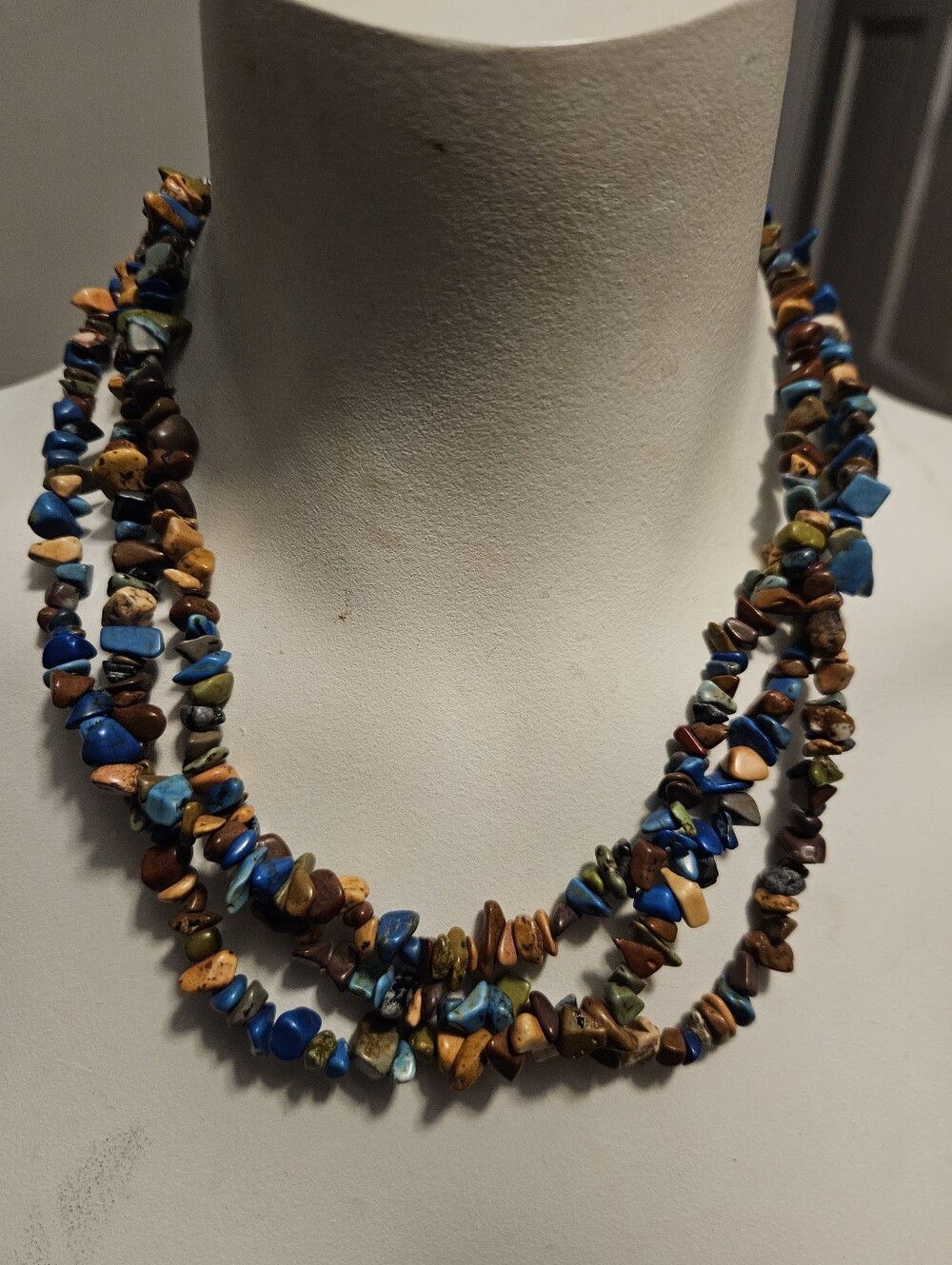 Multi-Strand Necklace * Natural Stone Rock * 94g * 18-21"